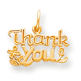 10K Gold Flowered Thank You Charm