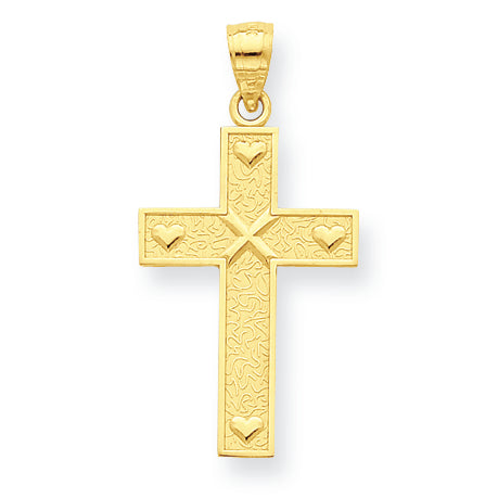 10K Gold Cross with God Loves Me on Reverse Pendant