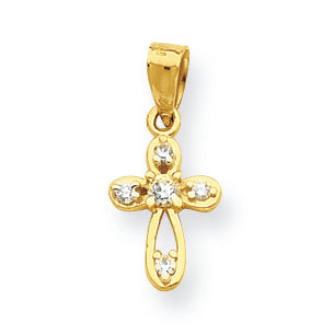 10K Gold Small CZ Cross Pendant