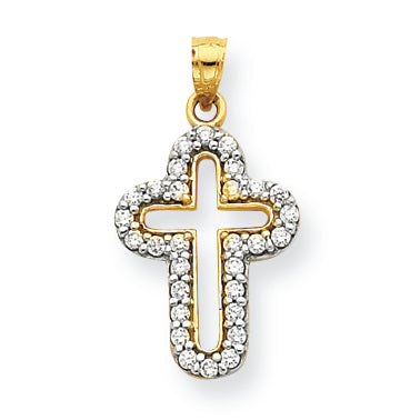 10K Gold CZ Cross Pendant