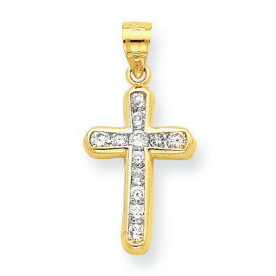 10K Gold CZ Cross Pendant