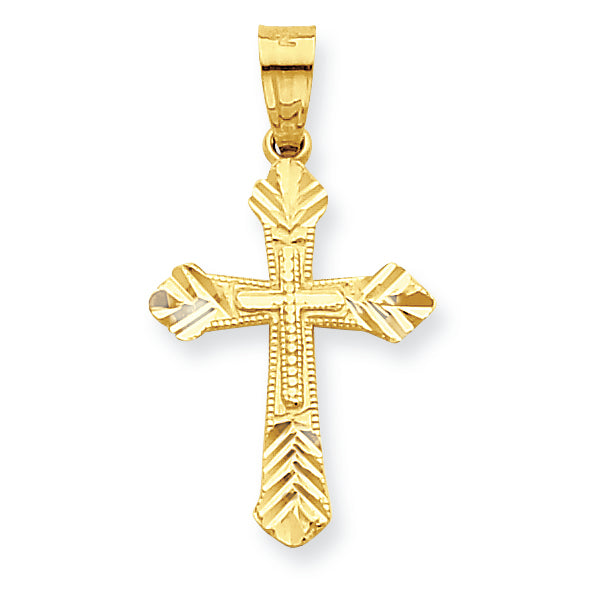 10K Gold Budded Cross Pendant
