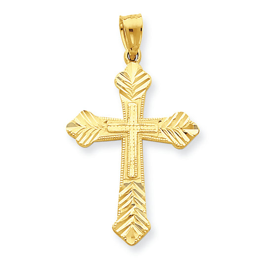10K Gold Budded Cross Pendant