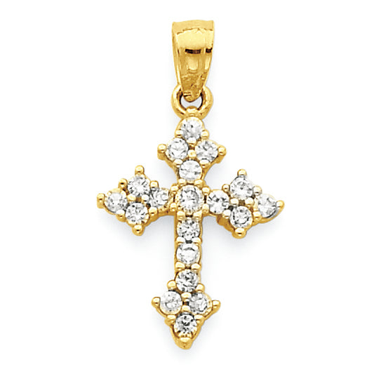 10K Gold CZ Passion Cross Pendant