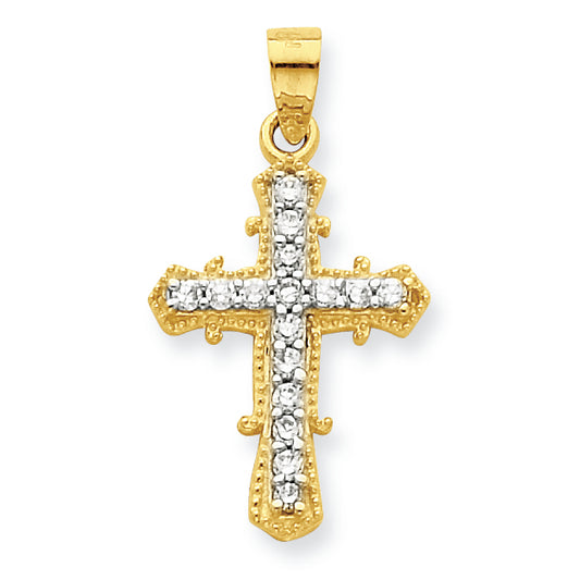 10K Gold CZ Cross Pendant