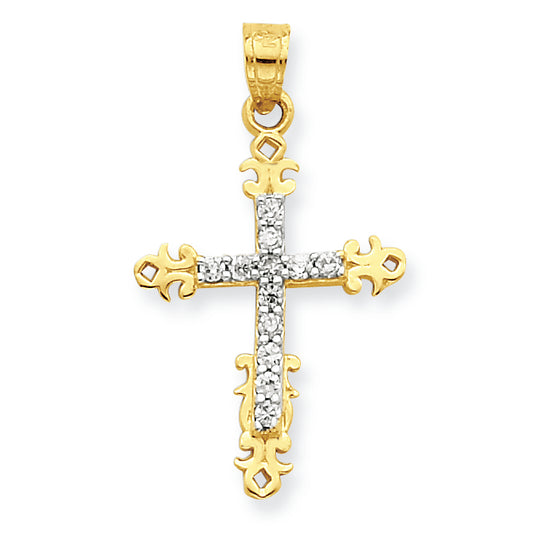 10K Gold CZ Cross Pendant