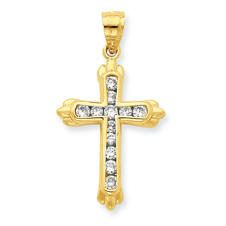 10K Gold CZ Cross Pendant