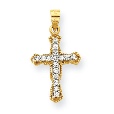 10K Gold CZ Cross Pendant