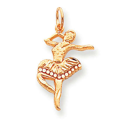 10K Gold Solid Diamond-cut Ballerina Charm