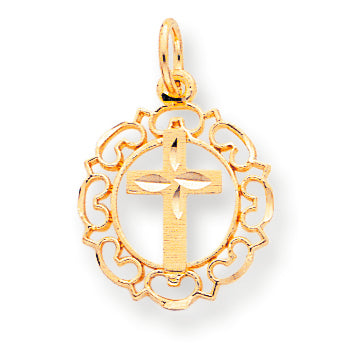 10K Gold CROSS IN FRAME CHARM