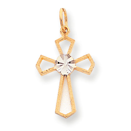 10K Gold Diamond-cut Cross Charm