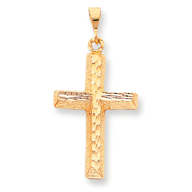 10K Gold Diamond-cut Cross Pendant