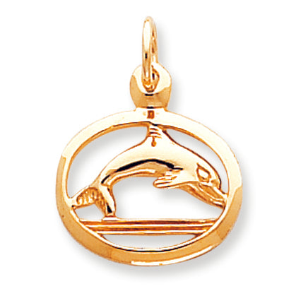 10K Gold DOLPHIN IN FRAME CHARM