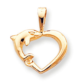 10K Gold DOLPHIN & HEART CHARM