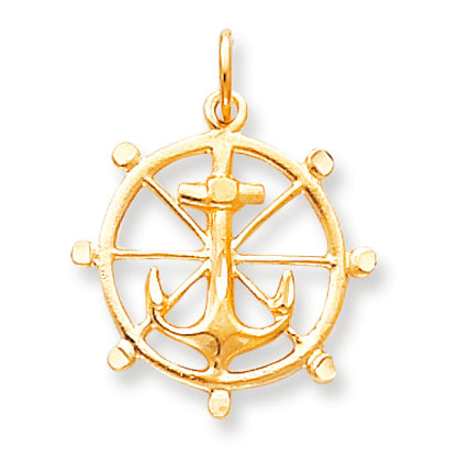 10K Gold ANCHOR IN WHEEL CHARM