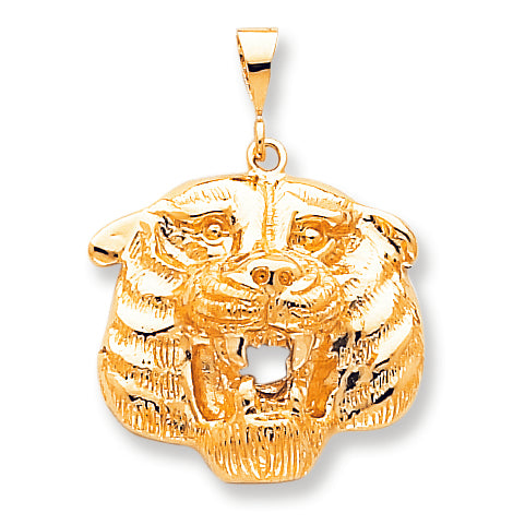 10K Gold Solid Polished Tigers Head Charm