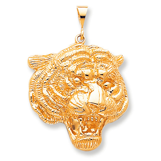 10K Gold Solid Polished Tigers Head Charm