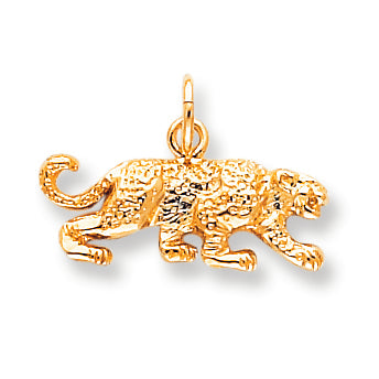 10K Gold Solid Satin Small Leopard Charm