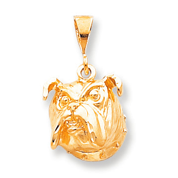 10K Gold Solid Satin Bulldog Head Charm