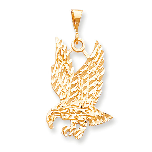 10K Gold Solid Diamond-cut Eagle Charm