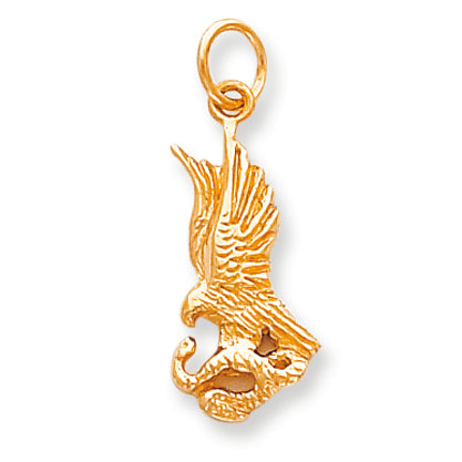 10K Gold Solid Polished Eagle with Serpent Charm