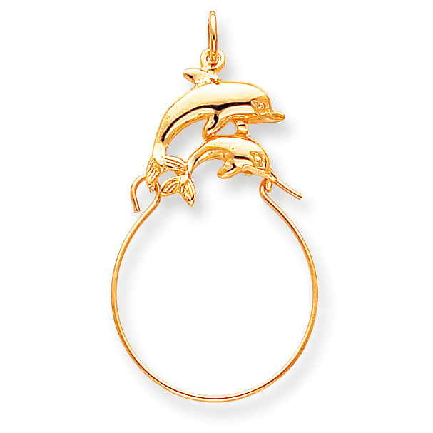 10K Gold Double Dolphin Charm Holder