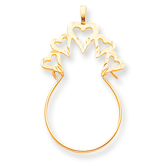 10K Gold 5 Hearts Charm Holder
