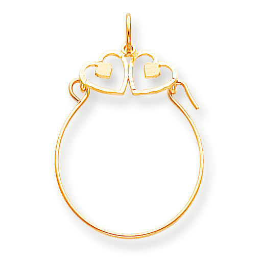 10K Gold Double Heart Charm Holder