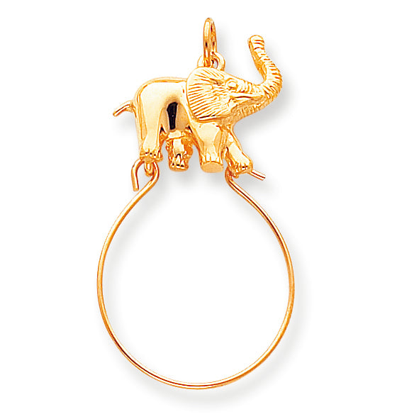 10K Gold Solid Elephant Charm Holder