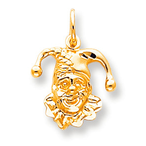 10K Gold Solid Satin Jester Head Charm