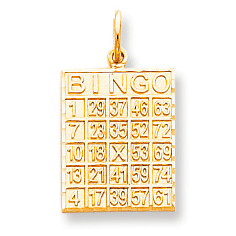 10K Gold Solid Bingo Card Charm