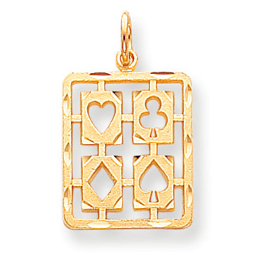 10K Gold Solid Playing Card Symbols Charm