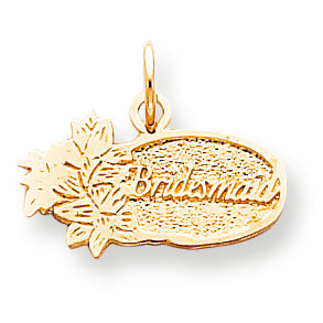 10K Gold Bridesmaid with Flowers Charm