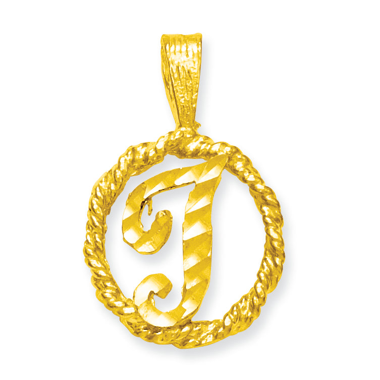 10K Gold Initial T Charm