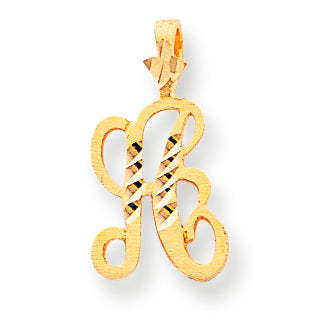 10K Gold Diamond-cut Grooved Initial Charm