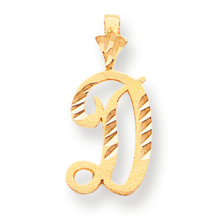 10K Gold Diamond-cut Grooved Initial D Charm
