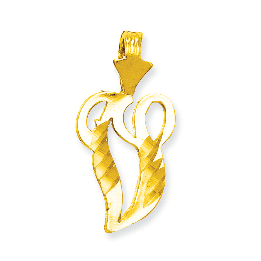 10K Gold Initial V Charm