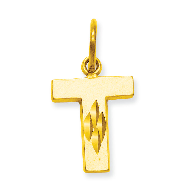 10K Gold Initial T Charm