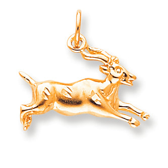 10K Gold Solid Satin Gazelle Charm