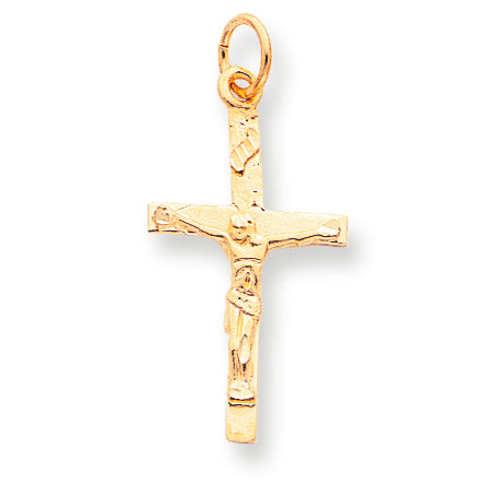 10K Gold Solid Polished Crucifix Pendant