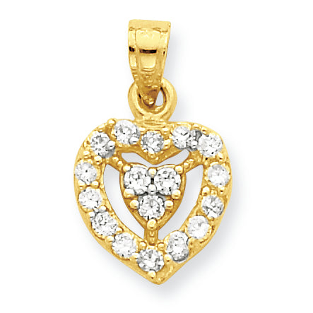 10K Gold CZ Double Heart Charm