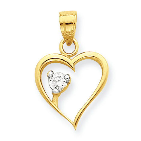 10K Gold CZ Heart Charm