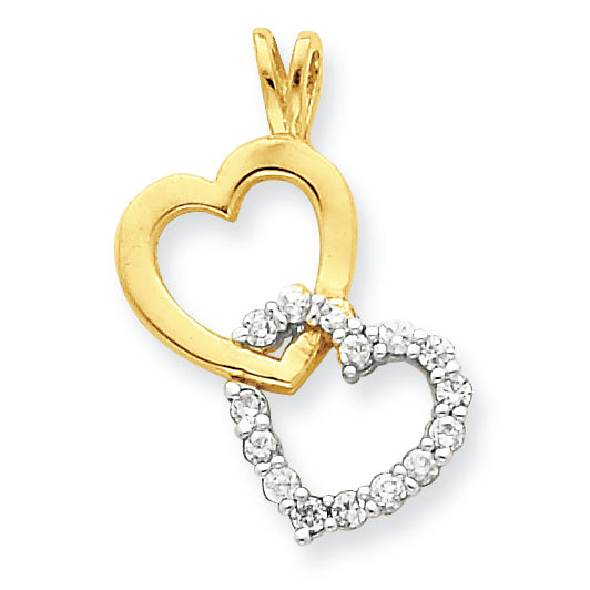 10K Gold CZ Heart Pendant