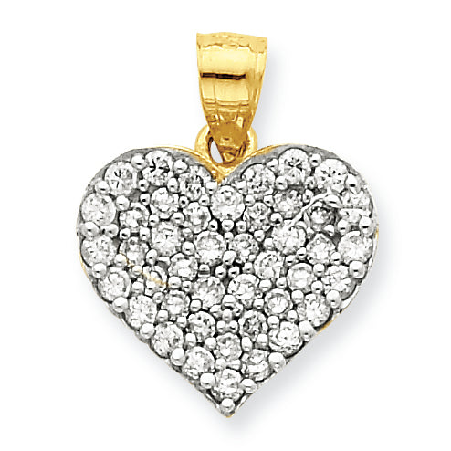 10K Gold CZ Cluster Heart Pendant