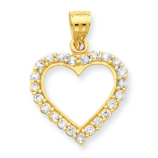 10K Gold CZ Heart Pendant