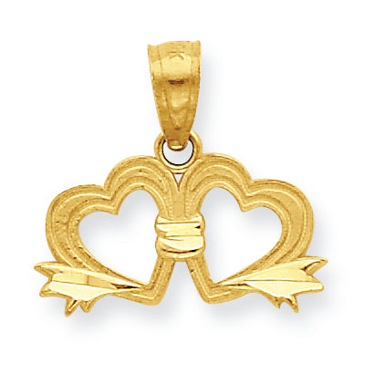 10K Gold Double Heart Charm