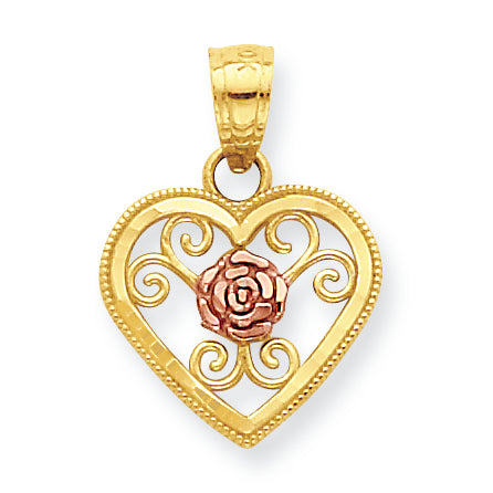 10K Gold Two-tone Small Heart Charm