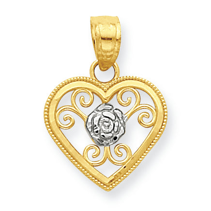 10K Gold Two-tone Small Heart Charm