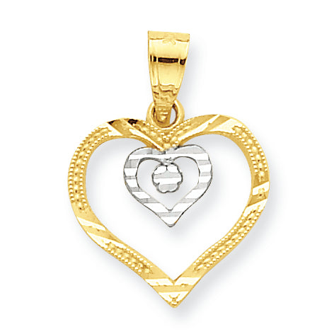 10K Gold & Rhodium Heart Charm