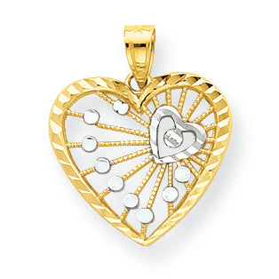 10K Gold & Rhodium Heart Charm